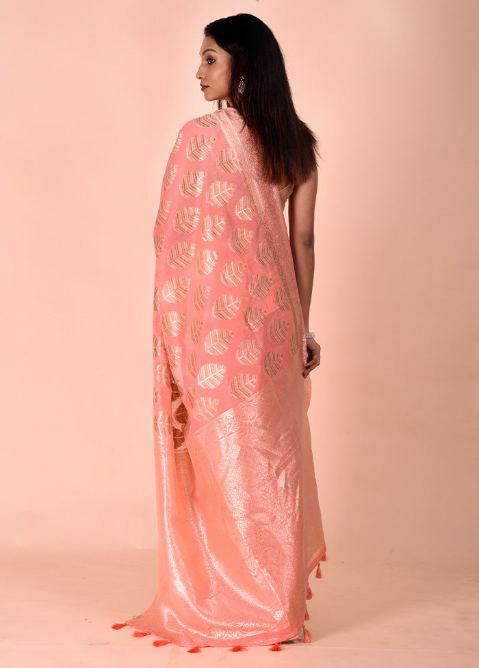 Pink Kora Silk Saree With Blouse Piece Free Shipping Official