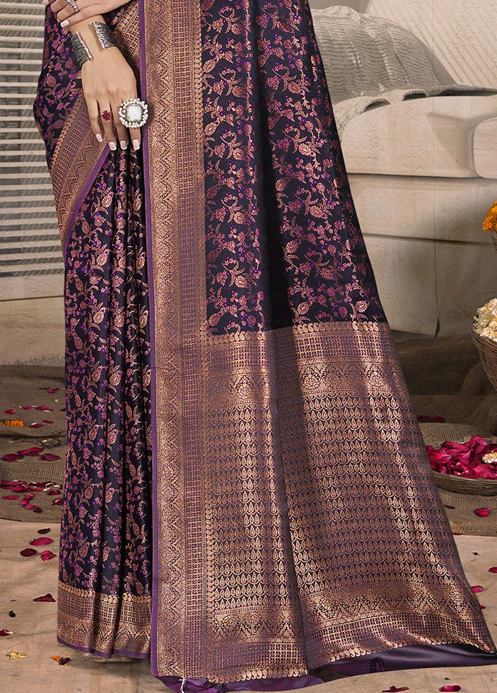 Purple Spun Silk Saree With Blouse Piece Outlet Purchase