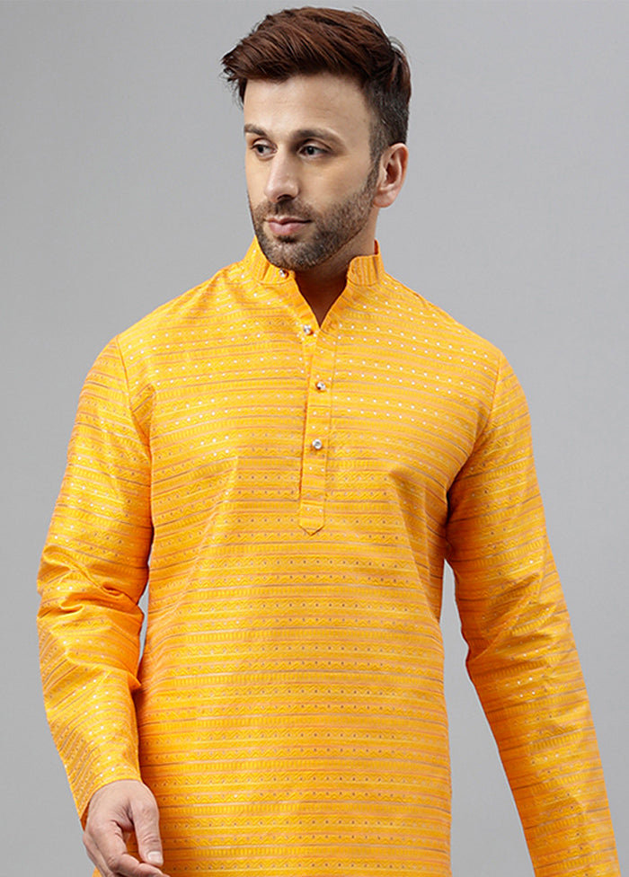 Orange Viscose Jacquard Long Kurta Clearance Geniue Stockist