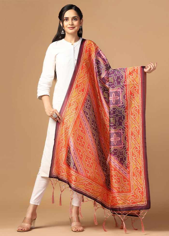 Orange Art Silk Dupatta Outlet Purchase