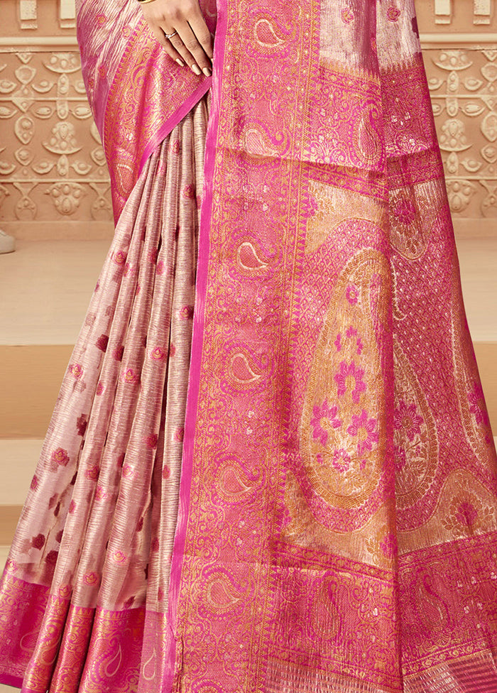 Pink Dupion Silk Saree With Blouse Piece Discount Best Pices