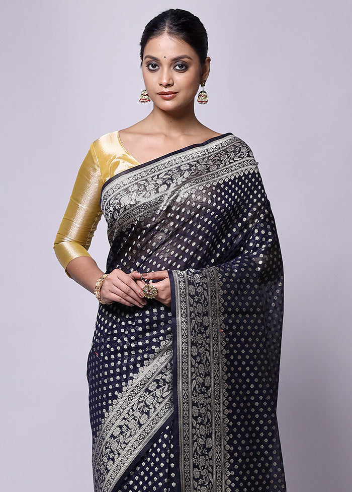 Black Kora Silk Saree With Blouse Piece Free Shipping Discounts