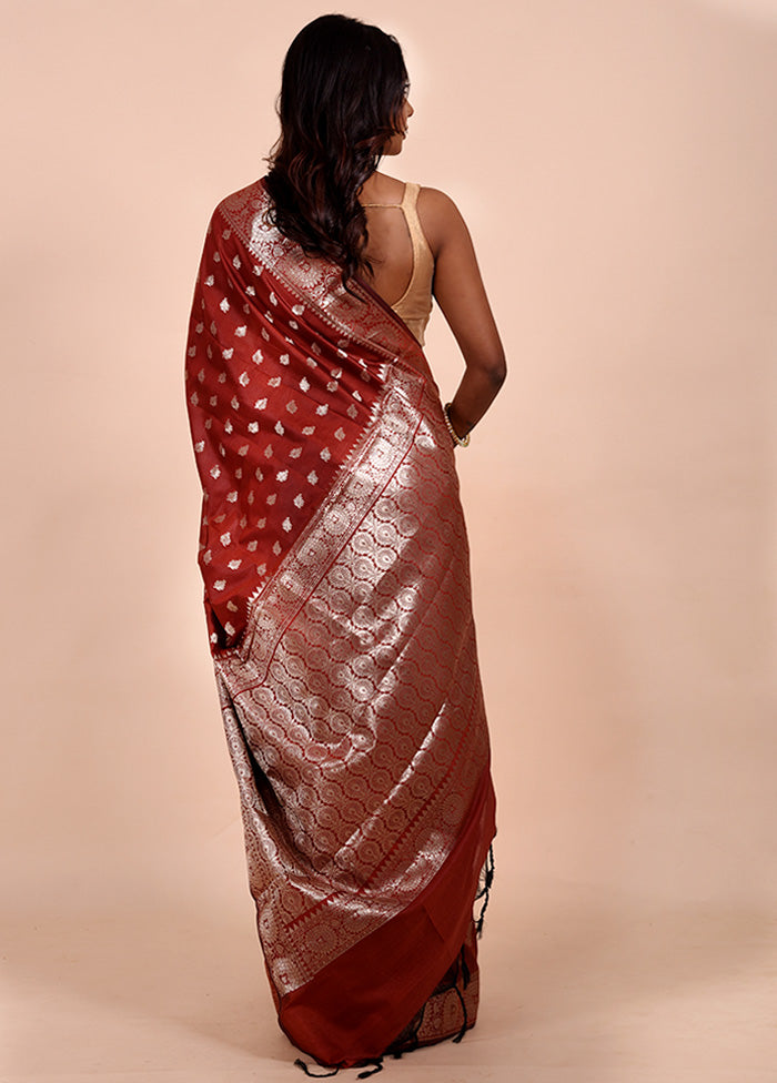 Brown Dupion Silk Saree With Blouse Piece Discount Inexpensive