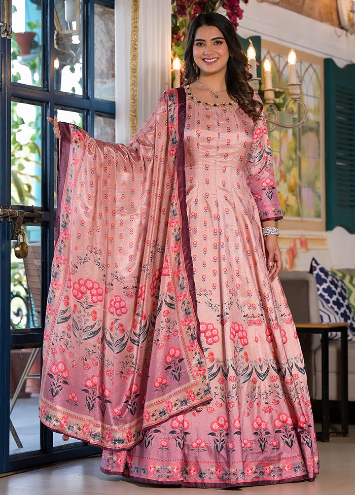 Pink Readymade Silk Dupatta Indian Dress Discount Huge Surprise