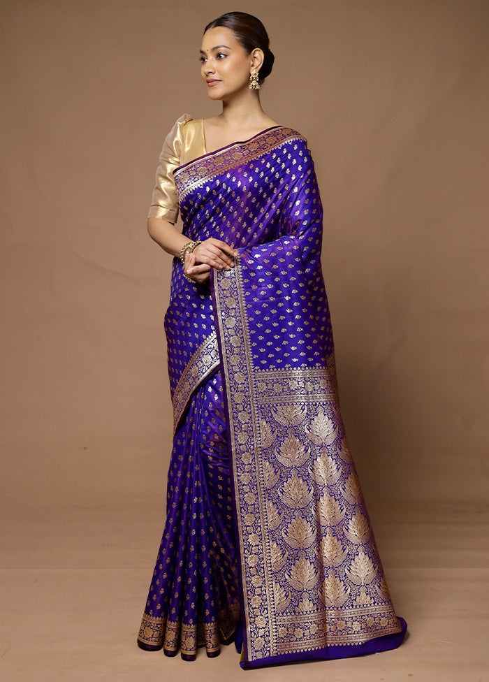 Purple Banarasi Silk Saree With Blouse Piece Sale Sast