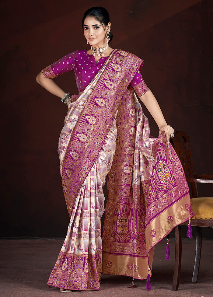 Purple Banarasi Silk Saree With Blouse Piece Sale Nicekicks