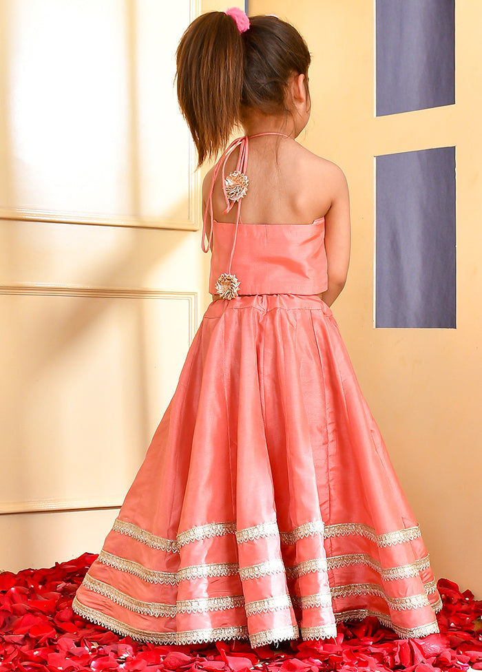 Peach Cotton Lace Work Lehenga Set Outlet Best Pices