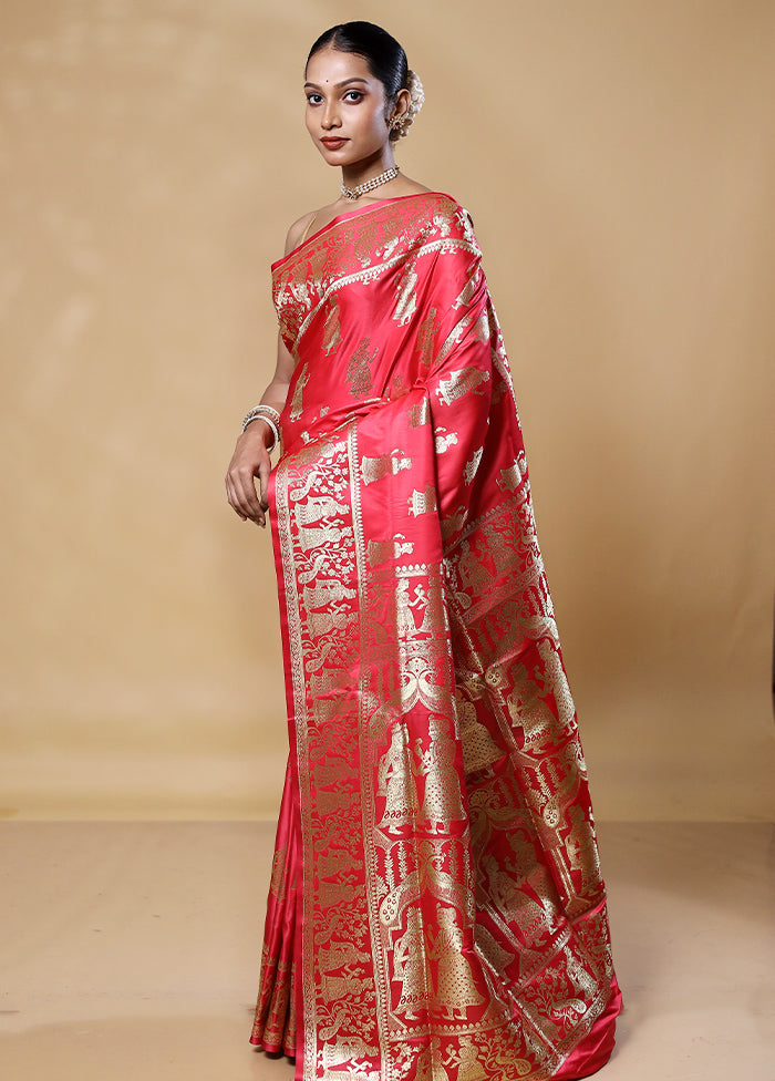 Red Banarasi Silk Saree With Blouse Piece Cheapest Pice Online