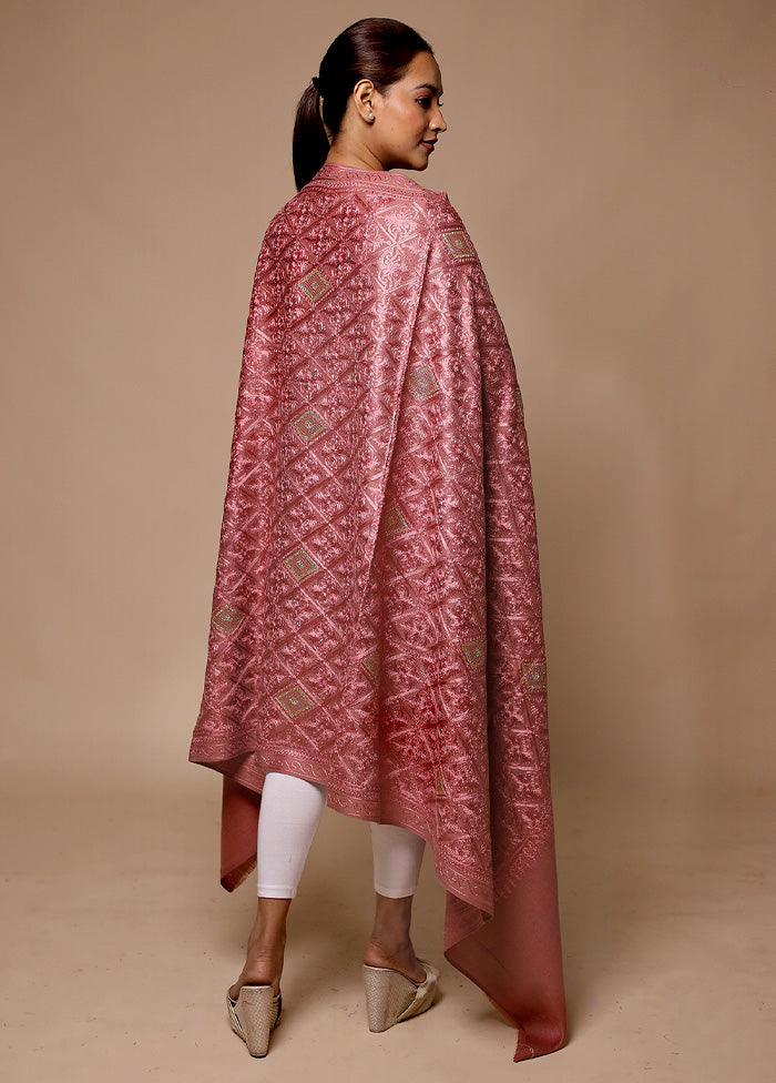 Peach Butta Work With Zari Woven Border Shawl Fashionable For Sale