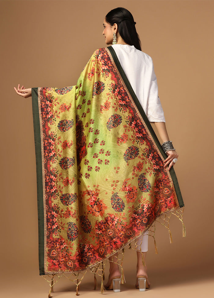 Green Art Silk Dupatta Discount Supply