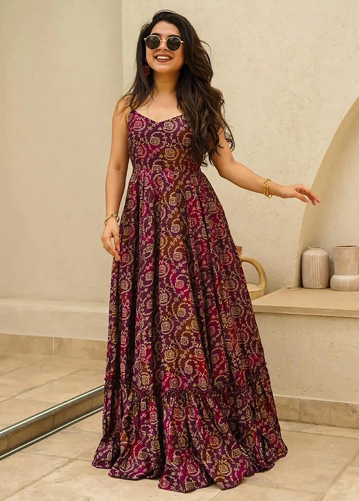 Purple Readymade Rayon Indian Dress Great Deals Sale Online