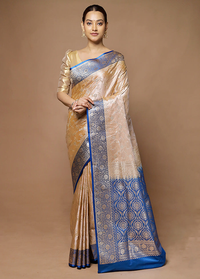 Cream Banarasi Silk Saree With Blouse Piece Outlet Store Cheap Pice