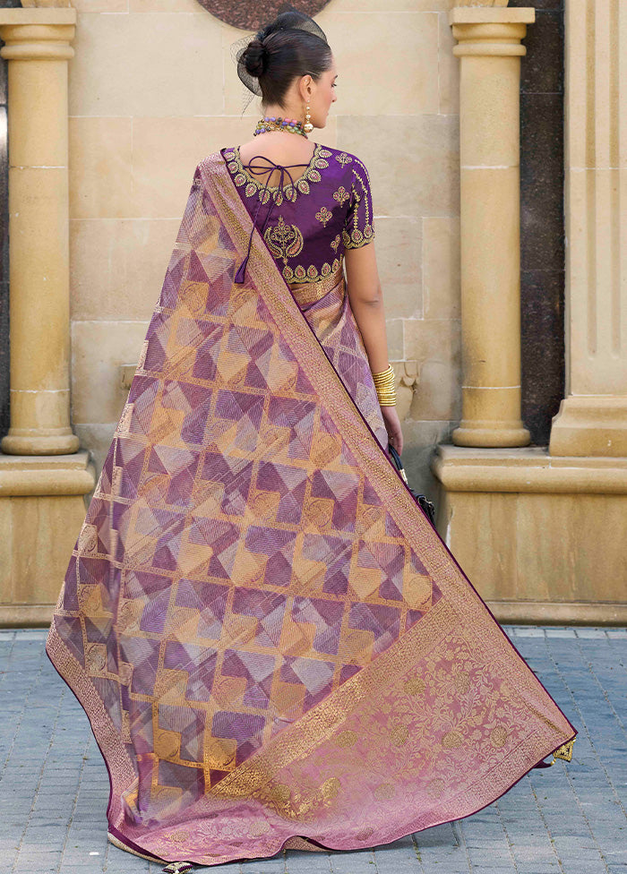 Purple Spun Silk Saree With Blouse Piece Buy Cheap Inexpensive