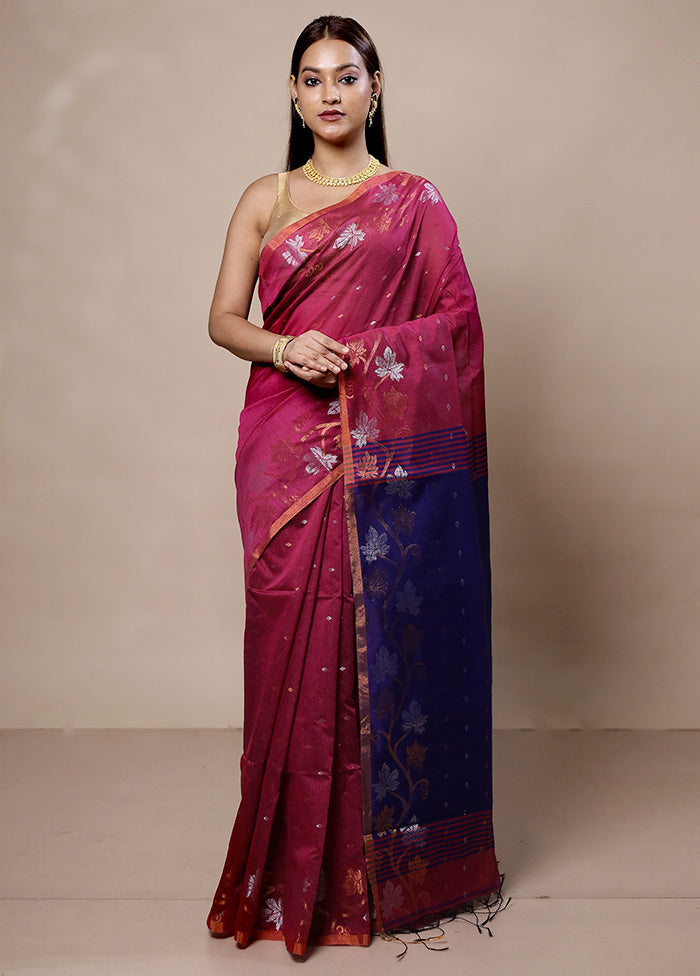 Pink Khadi Cotton Saree With Blouse Piece Free Shipping Pices