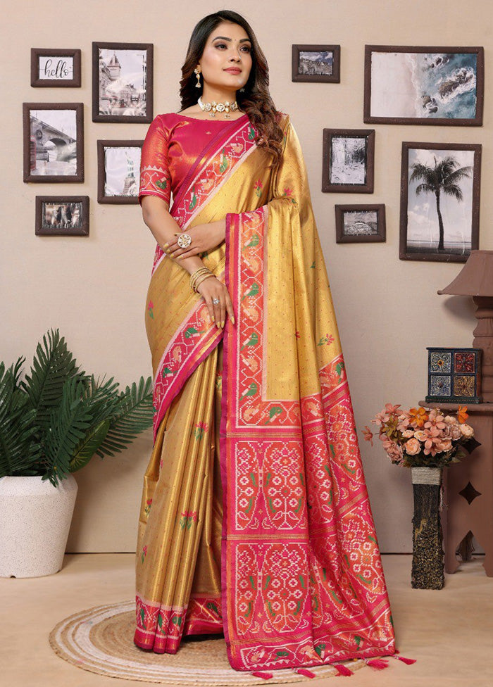 Mustard Banarasi Silk Saree With Blouse Piece Sale Choice