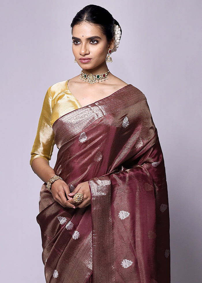 Maroon Dupion Silk Saree With Blouse Piece Cost For Sale