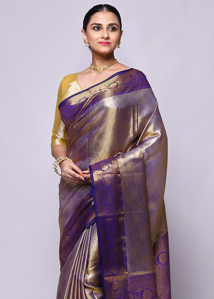 Purple Dupion Silk Saree With Blouse Piece Clearance Store Sale Online