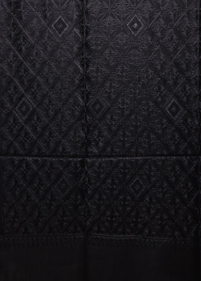 Black Butta Work With Zari Woven Border Shawl Cheap Best