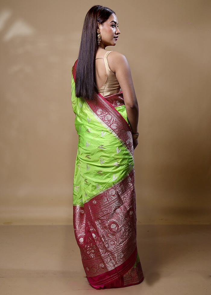 Green Dupion Silk Saree With Blouse Piece Cheapest Sale Online