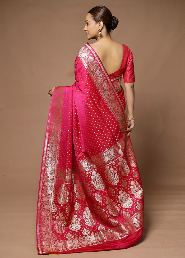 Pink Banarasi Silk Saree With Blouse Piece Cheap Pice Wholesale Pice