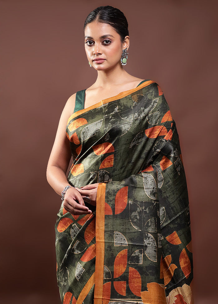 Green Printed Pure Silk Saree Without Blouse Piece Buy Cheap Cost