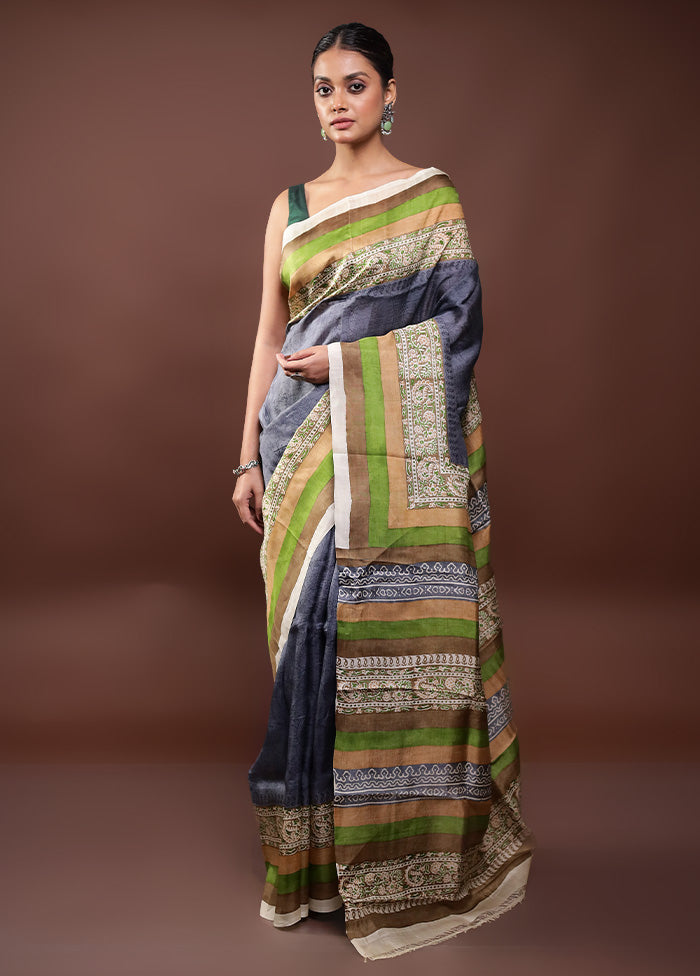 Grey Printed Pure Silk Saree Without Blouse Piece Clearance Eastbay