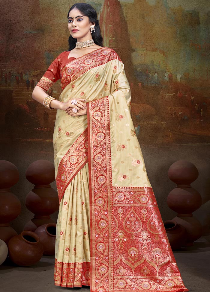 Beige Dupion Silk Saree With Blouse Piece Buy Cheap Fake