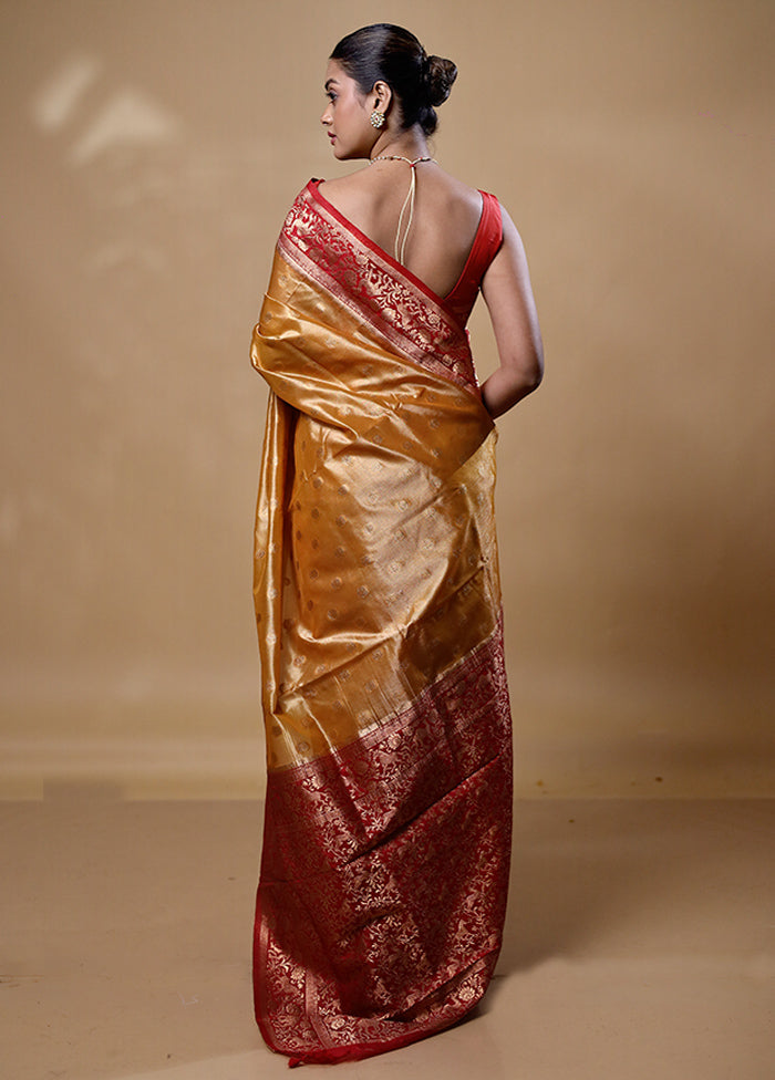 Yellow Dupion Silk Saree With Blouse Piece Cheap Best Sale