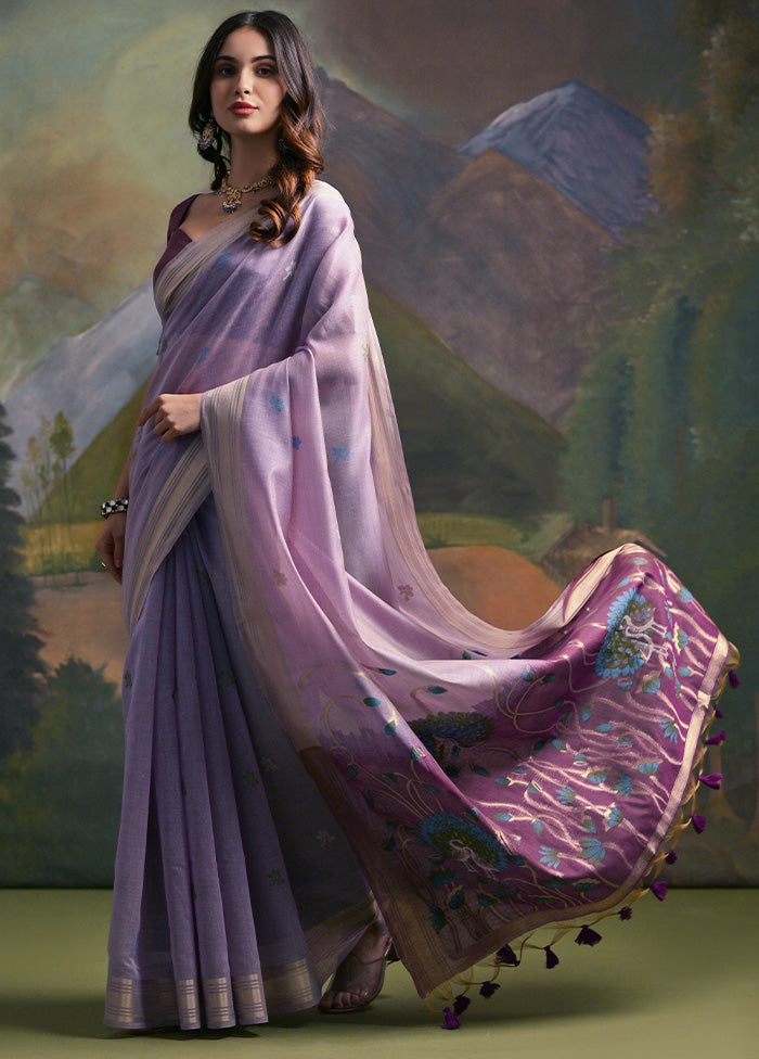 Lavender Pure Cotton Saree With Blouse Piece Buy Cheap Explore