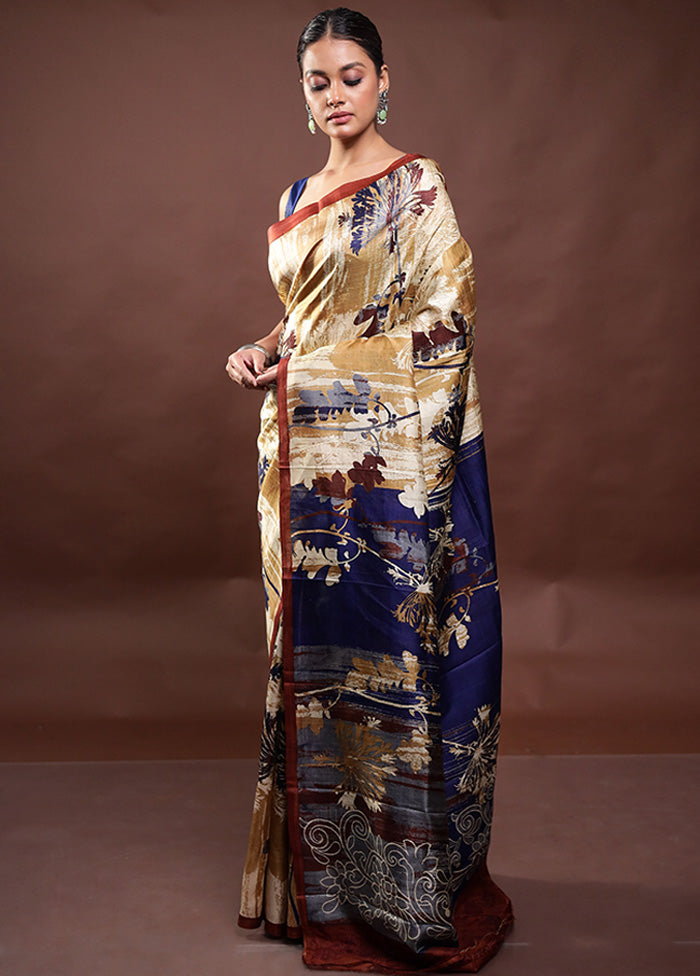 Multicolor Printed Pure Silk Saree Without Blouse Piece Outlet Locations