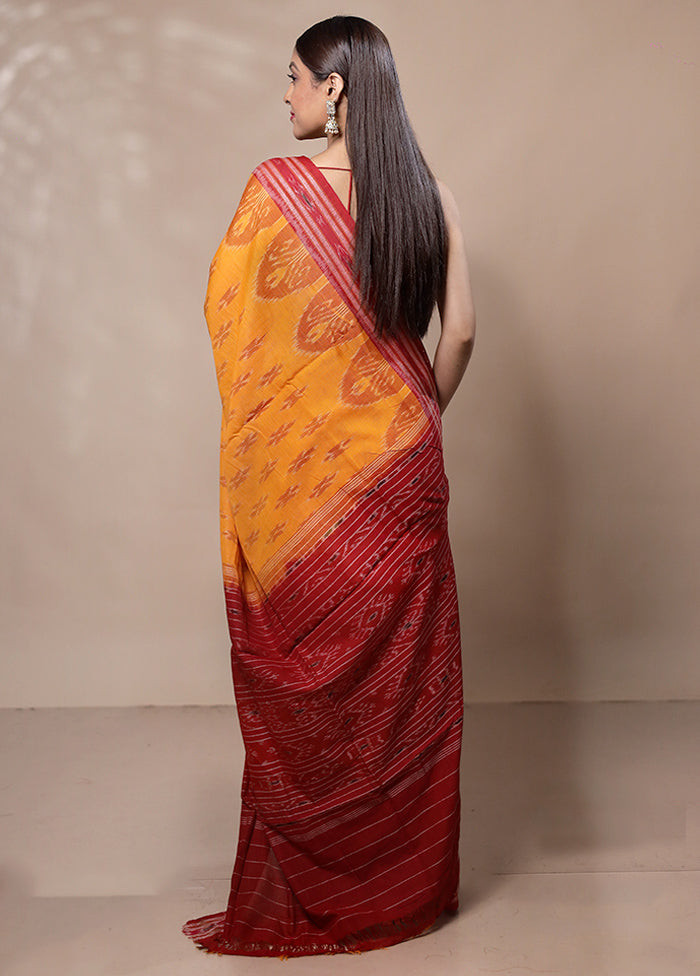 Yellow Pure Cotton Saree With Blouse Piece Outlet Cheap Pice