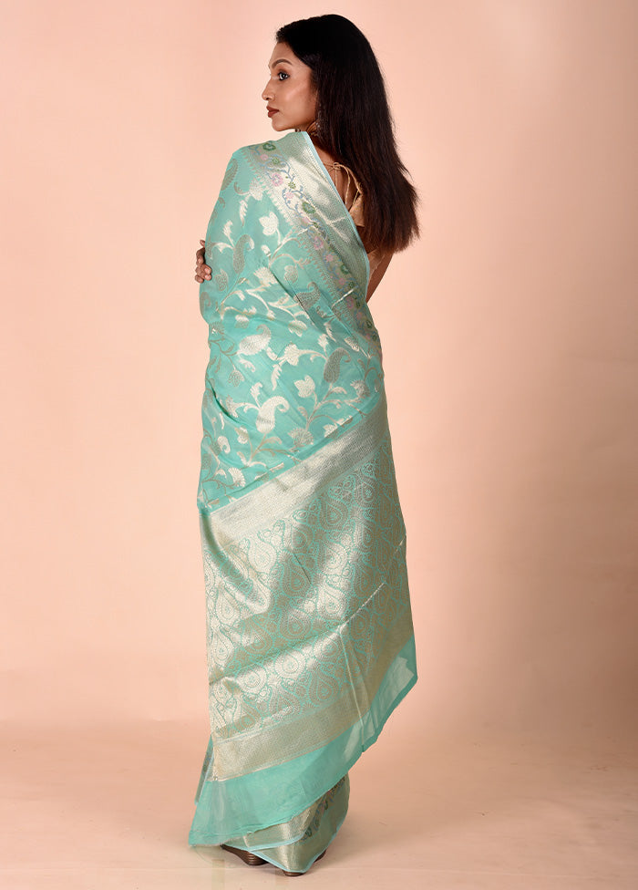 Green Kota Cotton Saree With Blouse Piece Free Shipping Online