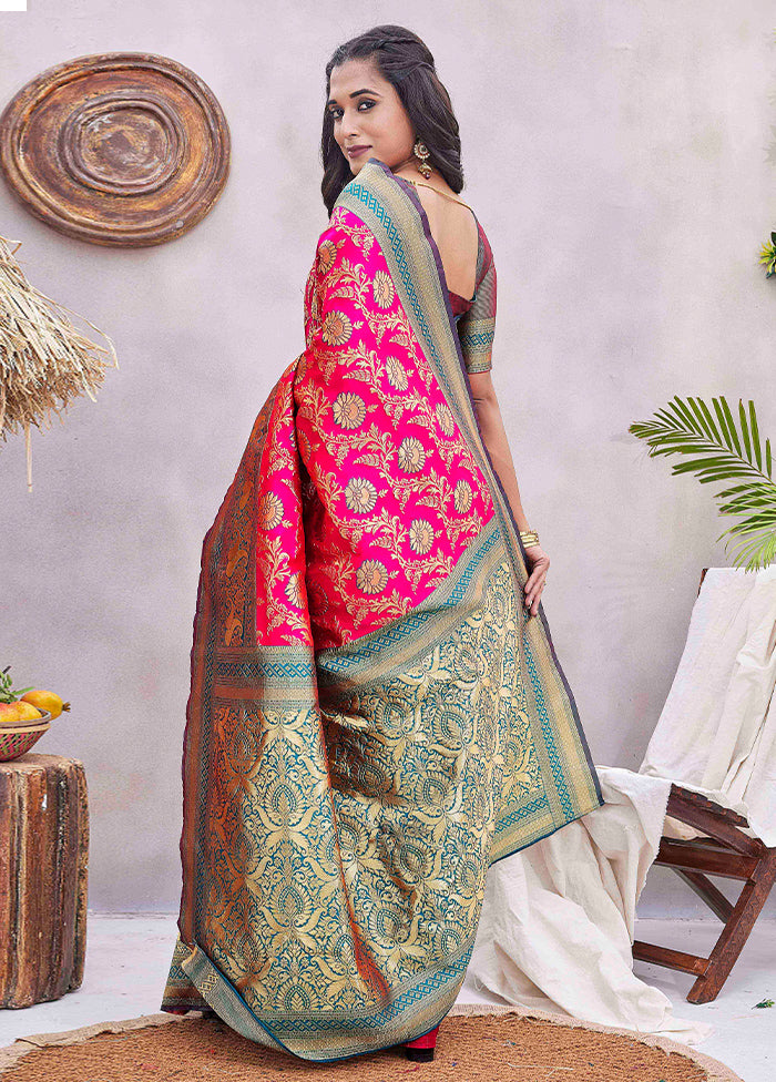 Pink Dupion Silk Saree With Blouse Piece Cheapest Pice Cheap Online