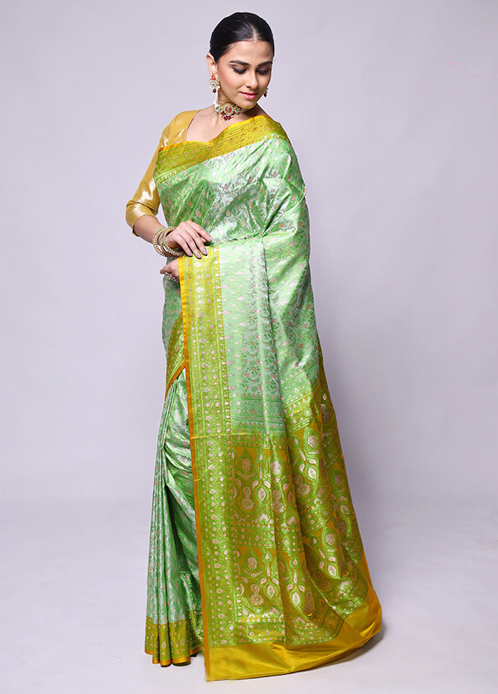 Green Tanchoi Silk Saree With Blouse Piece Sale Wiki