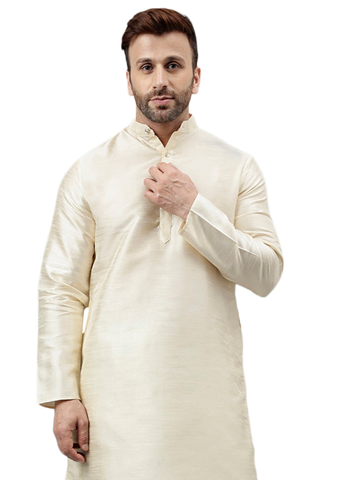 Off White Dupion Silk Solid Kurta Cheap Newest