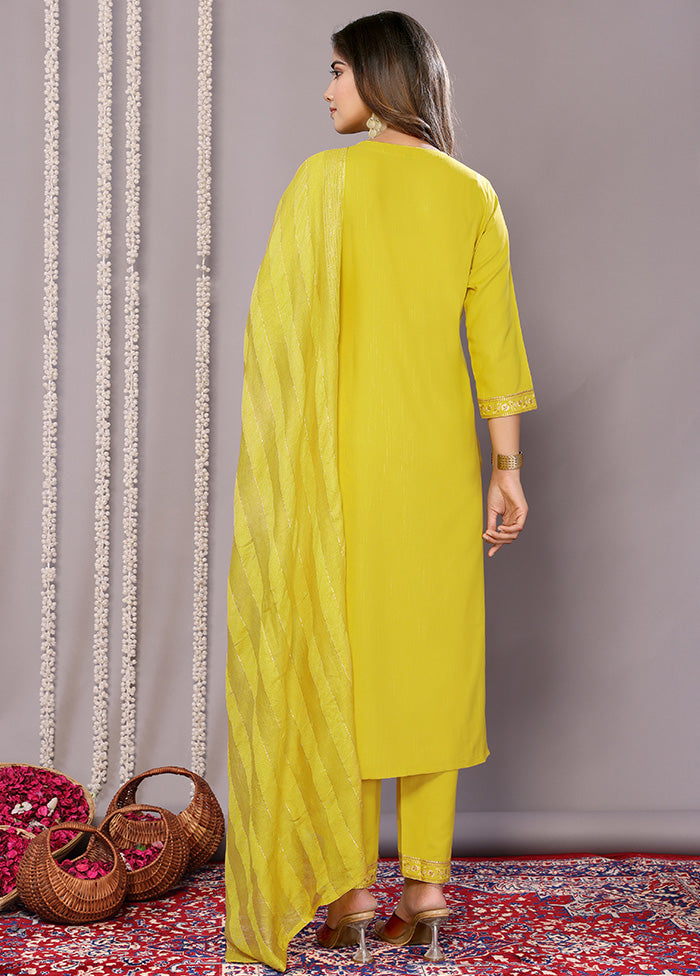 3 Pc Yellow Readymade Cotton Suit Set Manchester Sale Online