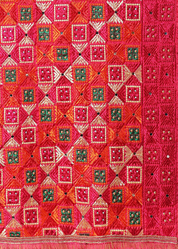 Magenta Chinon Phulkari Work Dupatta Pictures Online