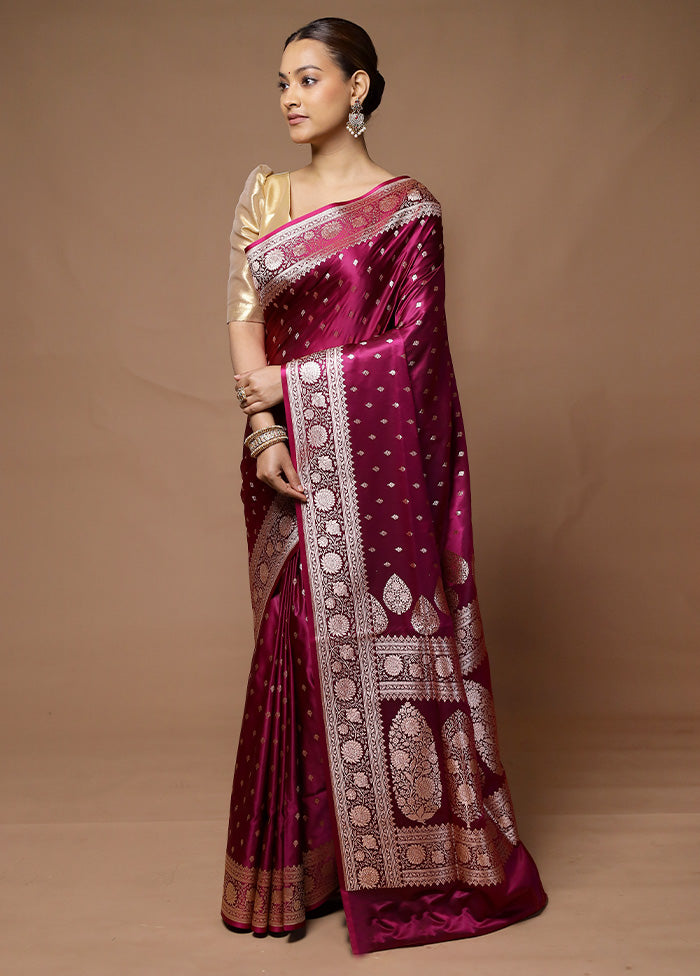 Pink Banarasi Silk Saree With Blouse Piece Buy