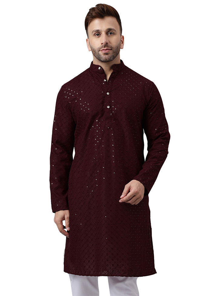 Maroon Silk Embroidered Kurta Cheap Sale Amazon