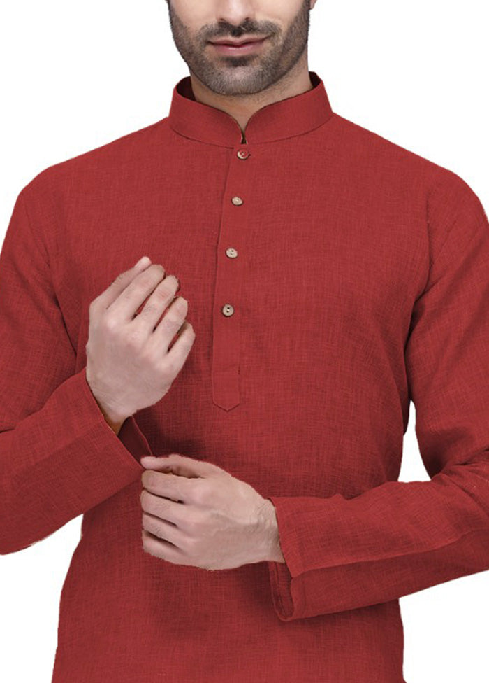 Dark Red Cotton Kurta And Pajama Set Sale Recommend