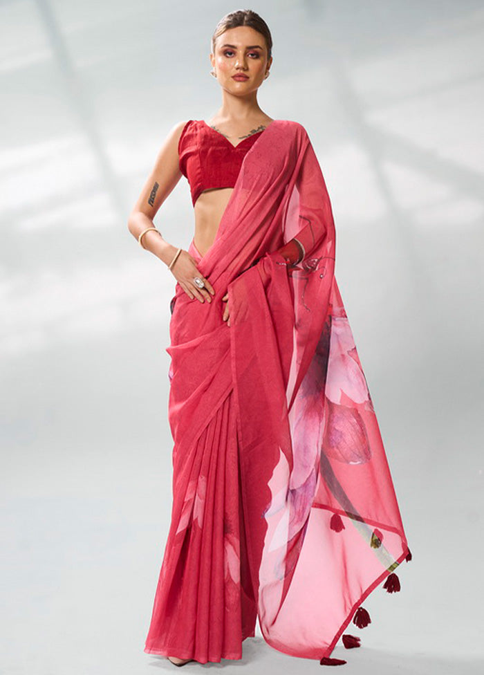 Burgundy Organza Saree With Blouse Piece Clearance Manchester Great Sale