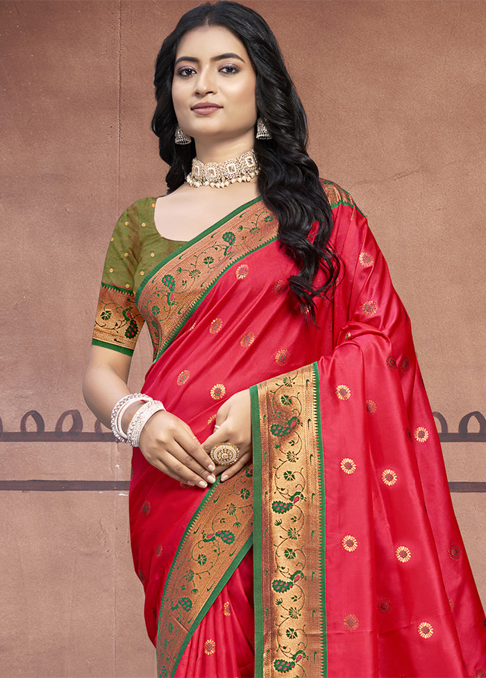 Dark Pink Dupion Silk Saree With Blouse Piece Free Shipping Fashionable