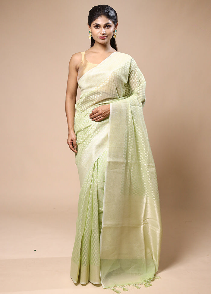 Green Kora Silk Saree With Blouse Piece Clearance Footaction