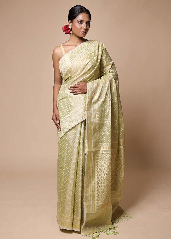 Green Tissue Silk Saree With Blouse Piece Free Shipping Online