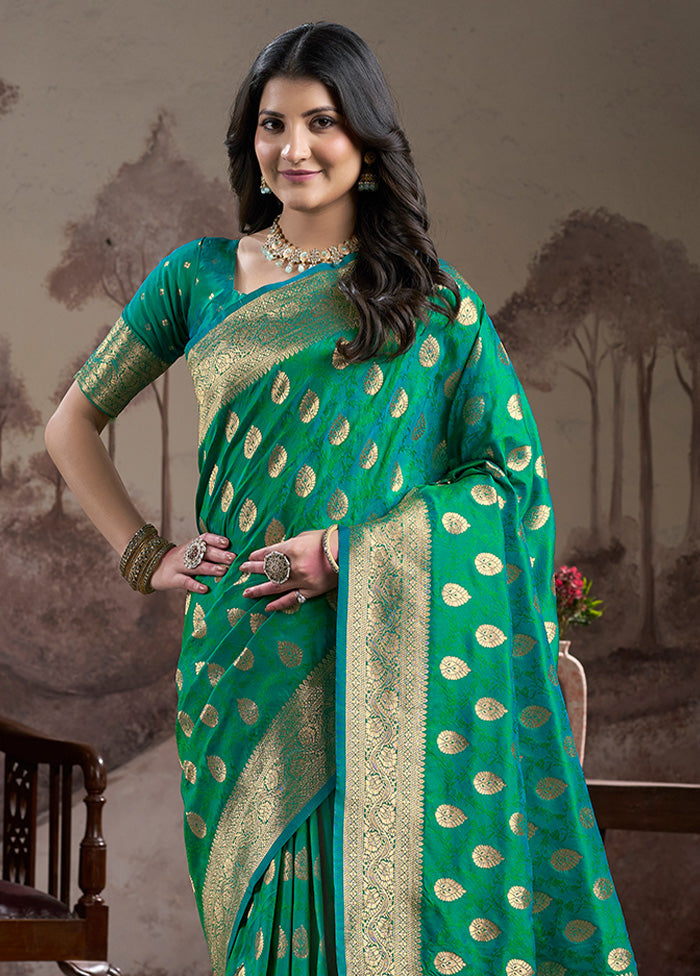 Green Spun Silk Saree With Blouse Piece Outlet Sale Online