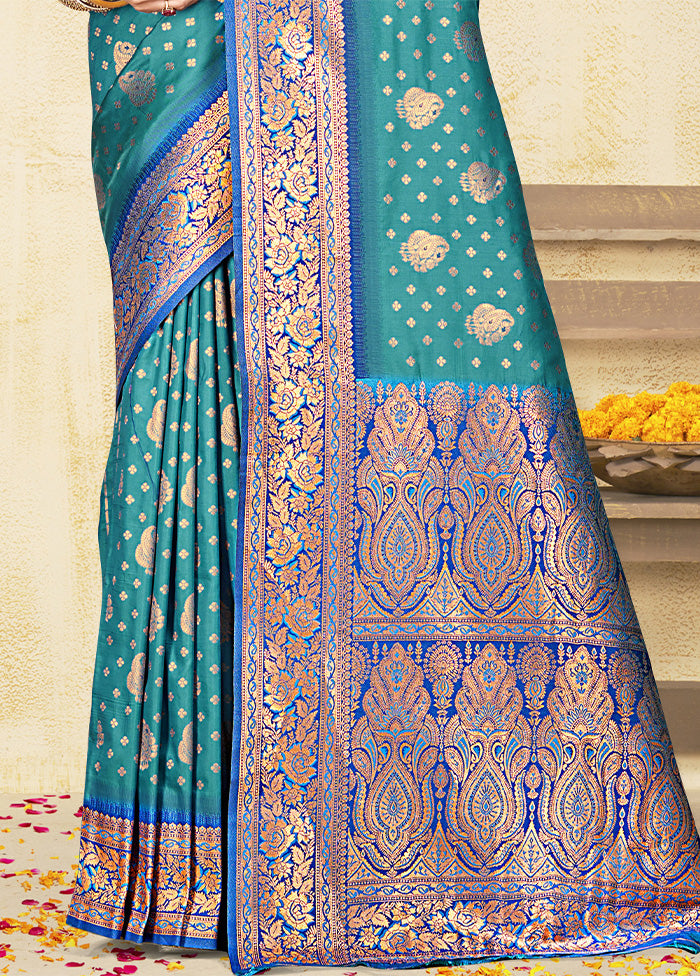 Sky Blue Dupion Silk Saree With Blouse Piece Outlet Recommend