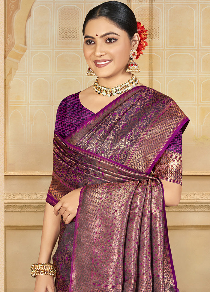 Purple Spun Silk Saree With Blouse Piece Tumblr Online