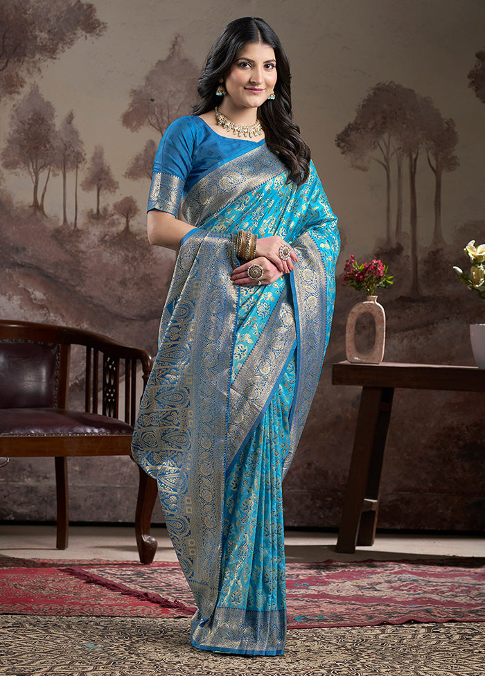 Blue Spun Silk Saree With Blouse Piece Clearance 2025