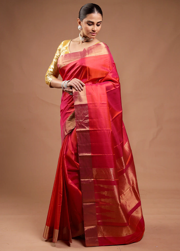 Pink Handloom Kanjivaram Pure Silk Saree With Blouse Piece Geniue Stockist Cheap Pice