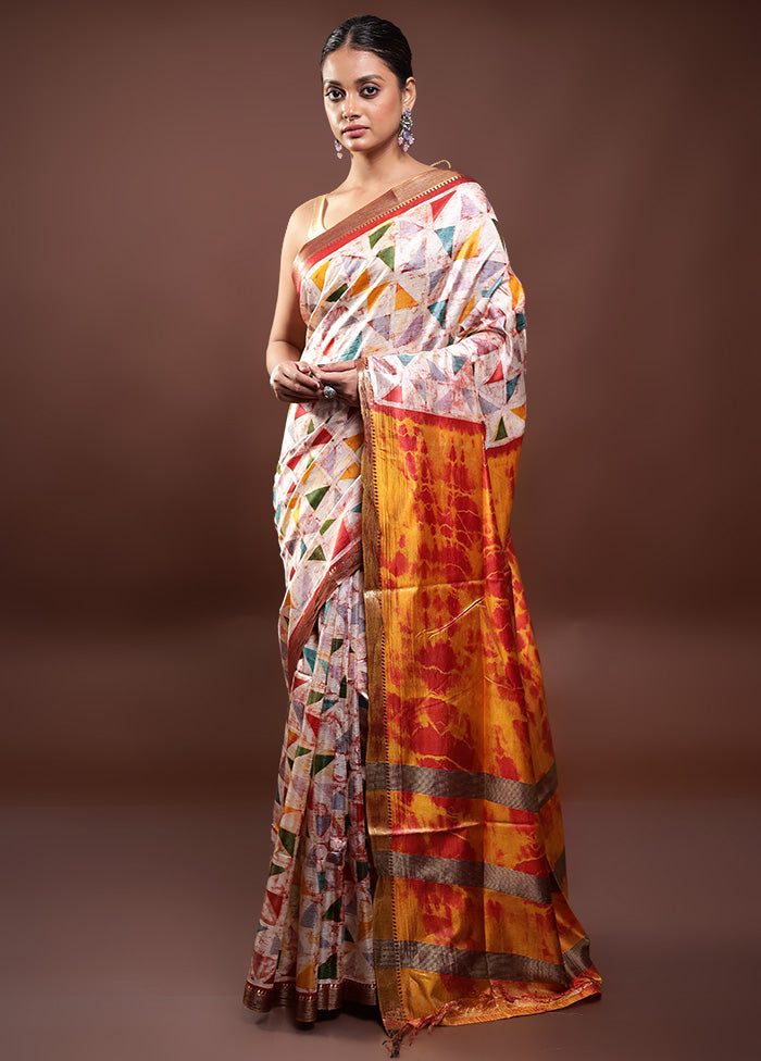 Multicolor Handloom Tussar Pure Silk Saree With Blouse Piece Footlocker Finishline Cheap Pice